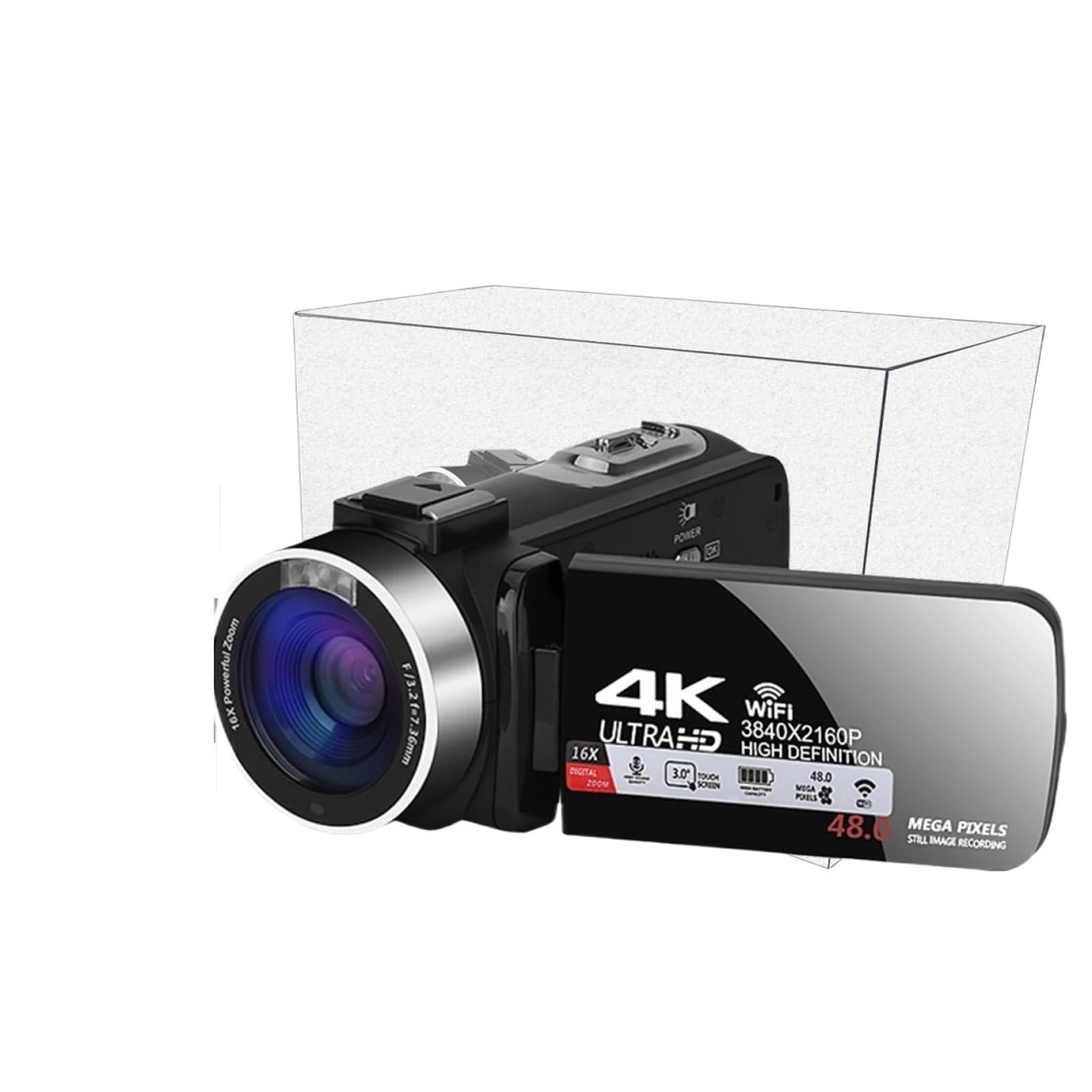 Amazon | 4k デジタルカメラ、vlog ビデオカメラ WiFi 48MP カメラ 18X
